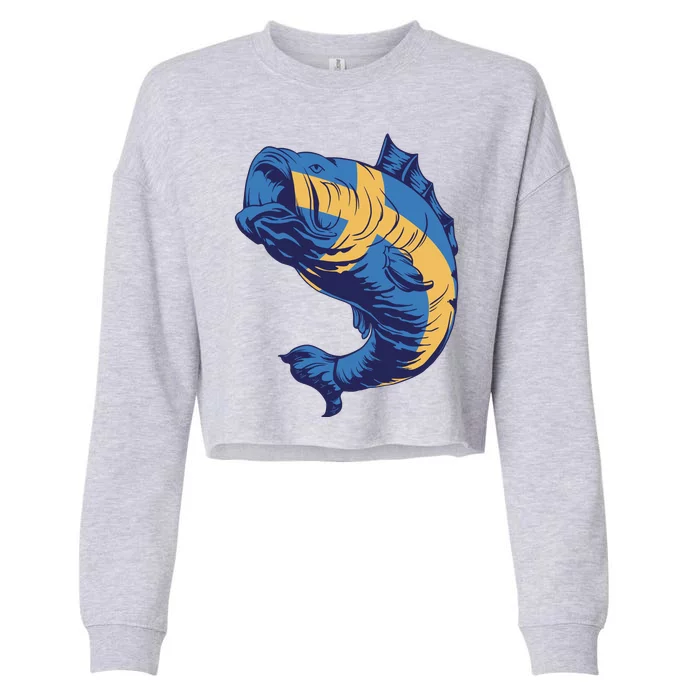 Swedish Flag Fish Cropped Pullover Crew