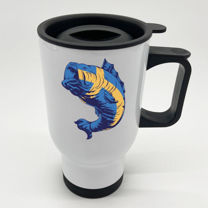 Swedish Flag Fish Front & Back Stainless Steel Travel Mug