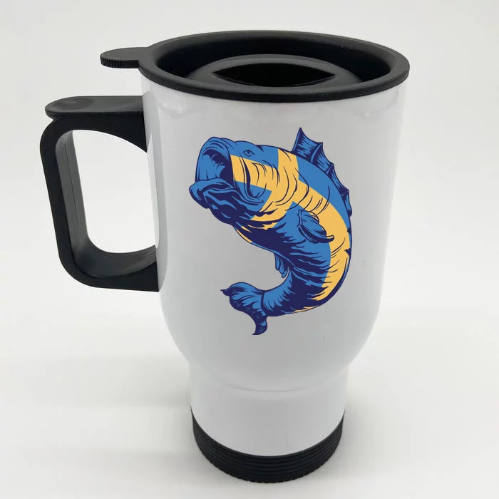 Swedish Flag Fish Front & Back Stainless Steel Travel Mug