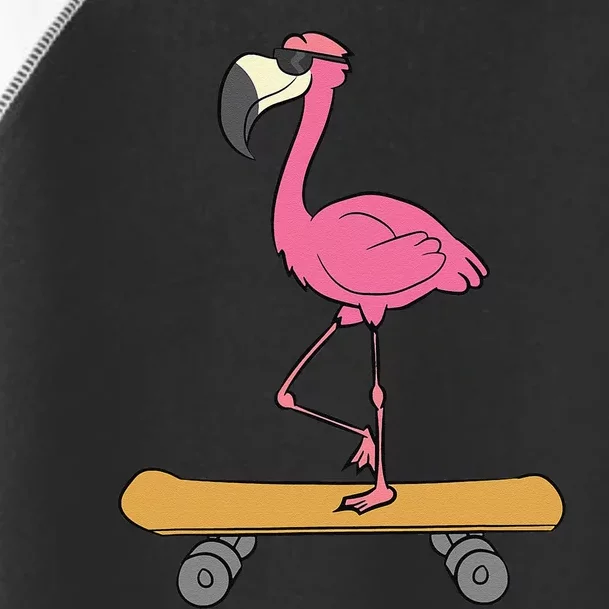 Skateboarding Flamingo Funny Skateboard Flamingo Toddler Fine Jersey T-Shirt