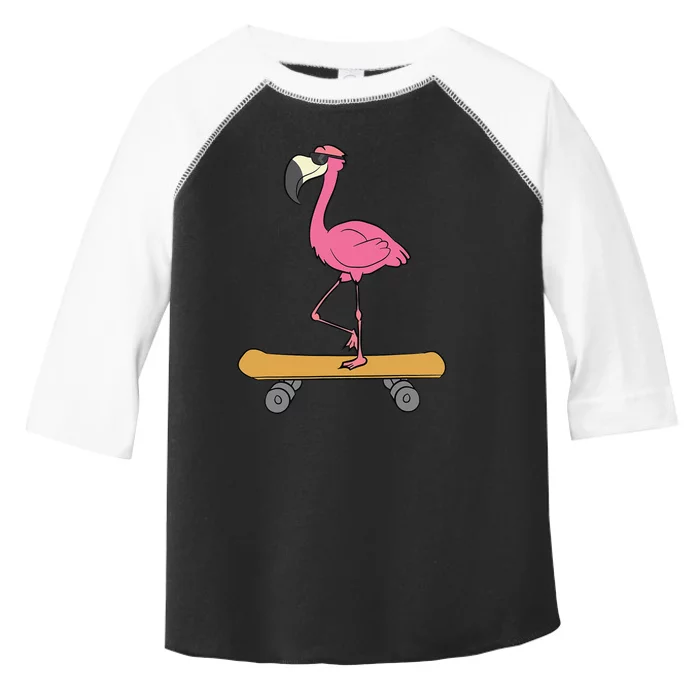 Skateboarding Flamingo Funny Skateboard Flamingo Toddler Fine Jersey T-Shirt