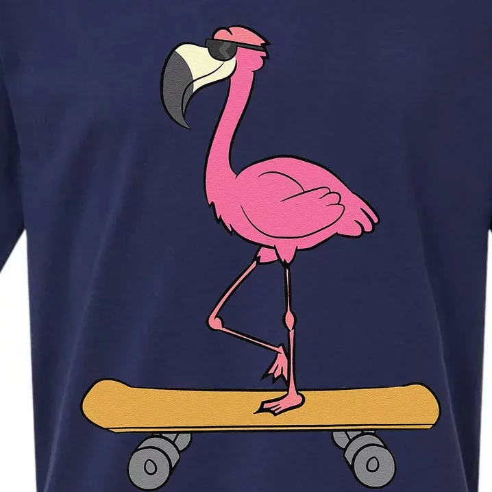 Skateboarding Flamingo Funny Skateboard Flamingo Sueded Cloud Jersey T-Shirt