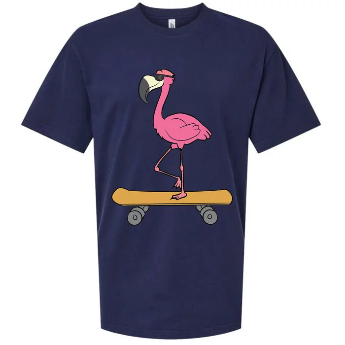 Skateboarding Flamingo Funny Skateboard Flamingo Sueded Cloud Jersey T-Shirt