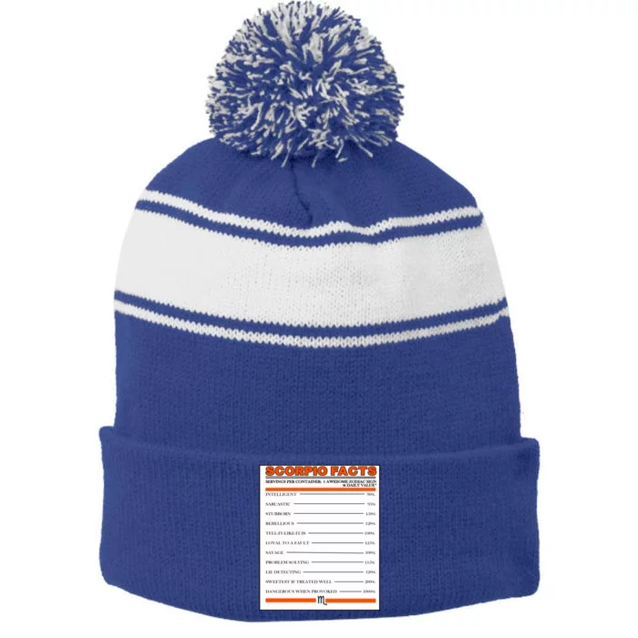 Scorpio Facts Funny Gift Stripe Pom Pom Beanie