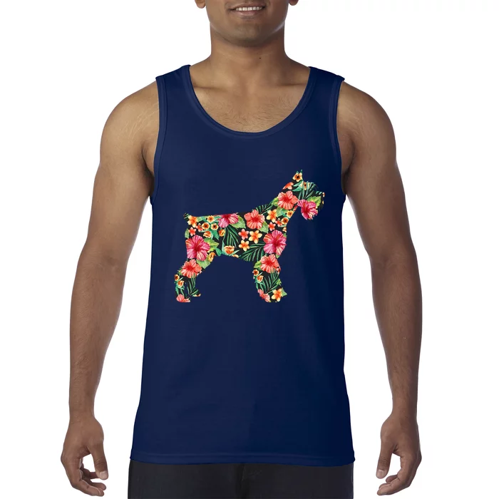 Schnauzer Flower Funny Dog Silhouette Floral Gifts Women Tank Top