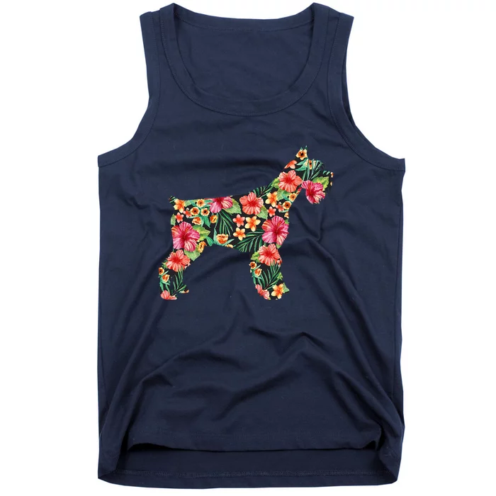 Schnauzer Flower Funny Dog Silhouette Floral Gifts Women Tank Top