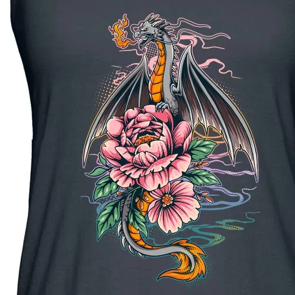 Springtime Floral Fire Dragon Ladies Essential Flowy Tank