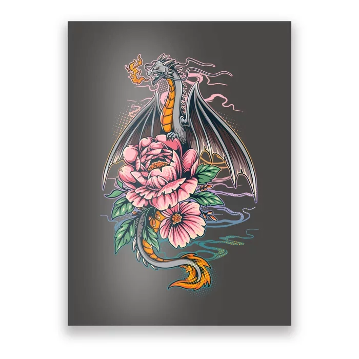 Springtime Floral Fire Dragon Poster