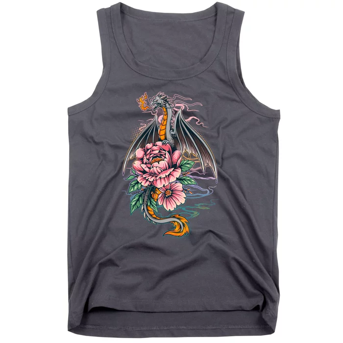 Springtime Floral Fire Dragon Tank Top