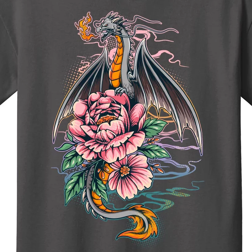 Springtime Floral Fire Dragon Kids T-Shirt