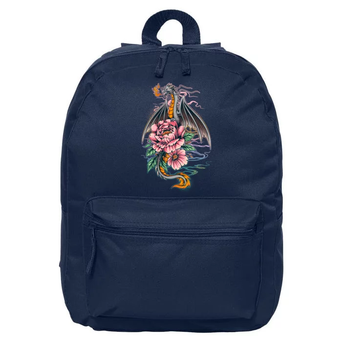 Springtime Floral Fire Dragon 16 in Basic Backpack