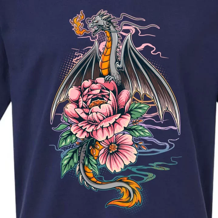 Springtime Floral Fire Dragon Sueded Cloud Jersey T-Shirt