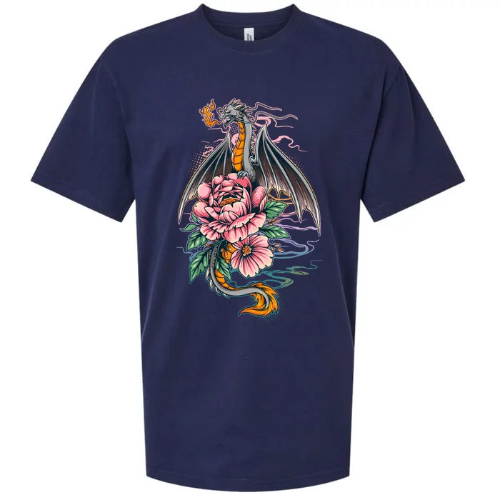 Springtime Floral Fire Dragon Sueded Cloud Jersey T-Shirt