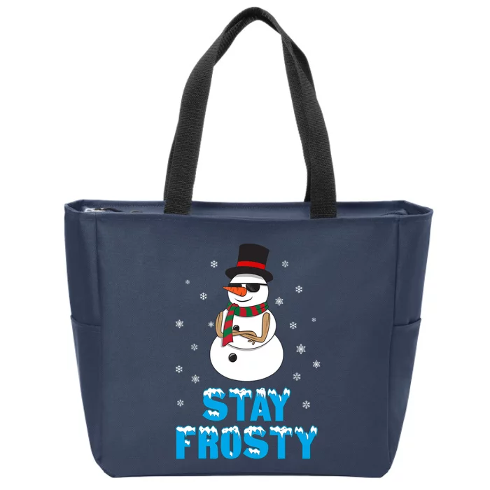 Stay Frosty Funny Christmas Cool Snowman T Zip Tote Bag