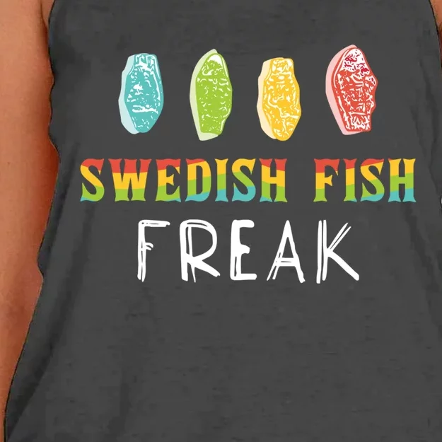 Swedish Fish Freak In The Wild Funny Idea Funny Gift Women's Knotted Racerback Tank