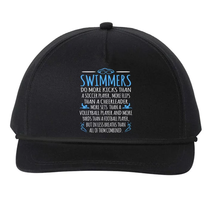 Swimmers Facts Funny Swimming Swim Coach Graphic Snapback Five-Panel Rope Hat