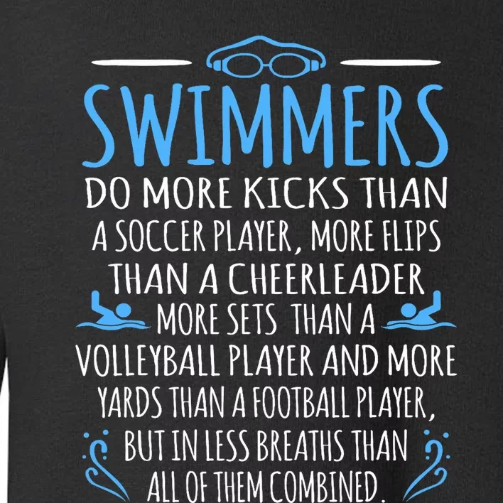 Swimmers Facts Funny Swimming Swim Coach Graphic Toddler Sweatshirt