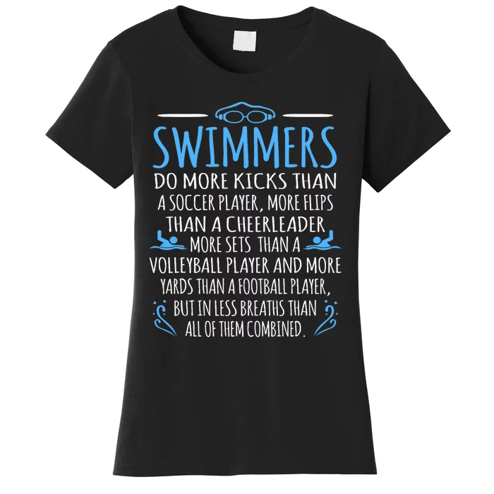 Swimmers Facts Funny Swimming Swim Coach Graphic Women's T-Shirt