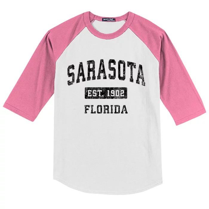 Sarasota Florida Fl Vintage Established Sports Kids Colorblock Raglan Jersey