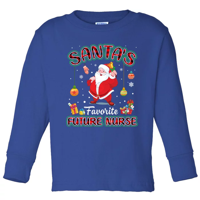 Santas Favorite Future Nurse Santa Red Plaid Christmas Gift Toddler Long Sleeve Shirt