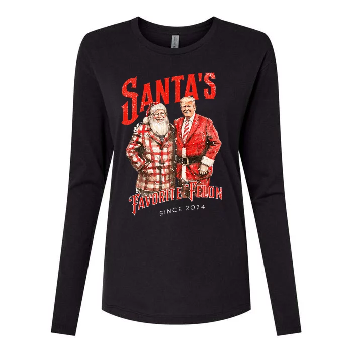 SantaS Favorite Felon Since 2024 Christmas Xmas Funny Trump Womens Cotton Relaxed Long Sleeve T-Shirt