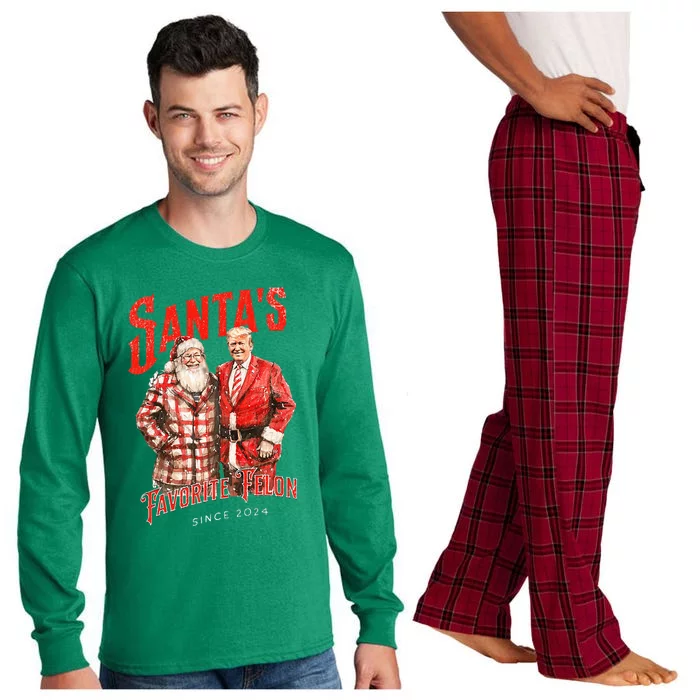 SantaS Favorite Felon Since 2024 Christmas Xmas Funny Trump Long Sleeve Pajama Set