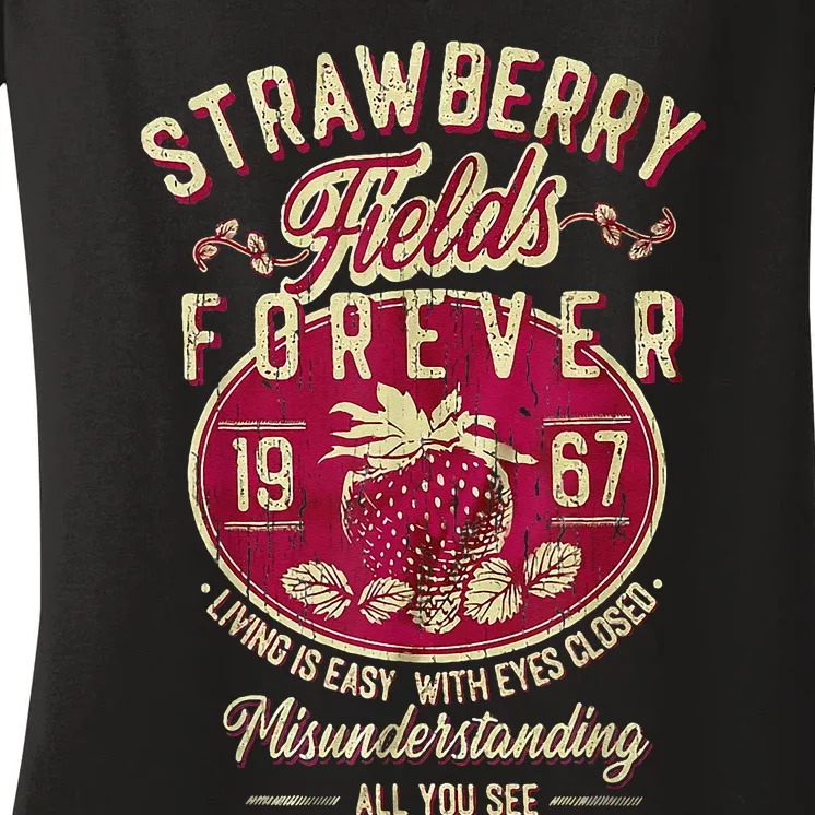 Strawberry Fields Forever Strawberry Fields Women's V-Neck T-Shirt