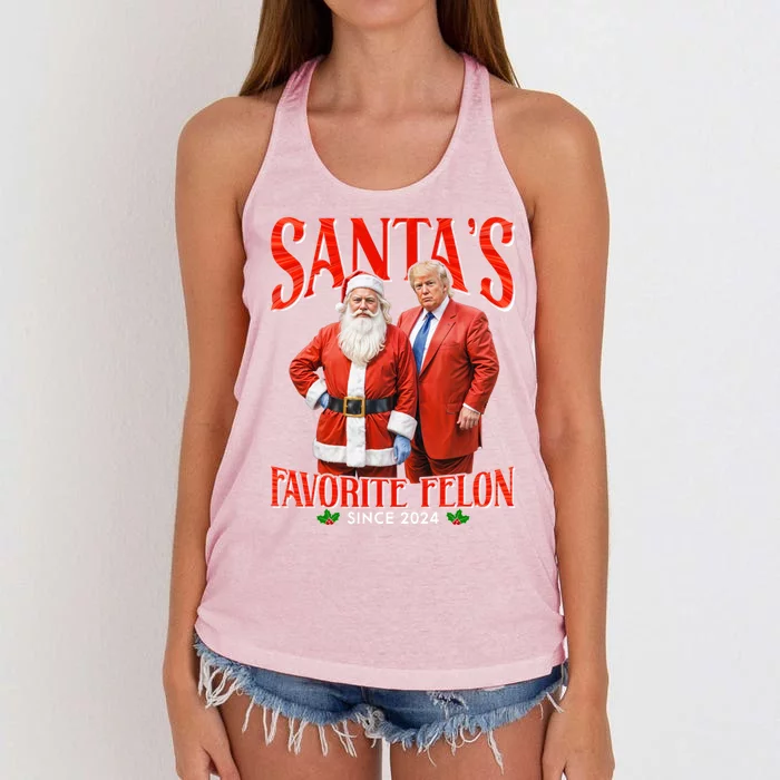 SantaS Favorite Felon Since 2024 Christmas Xmas Funny Trump Gift Women's Knotted Racerback Tank