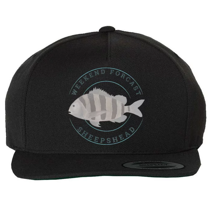 Sheepshead Fishing Fisherman Design Wool Snapback Cap