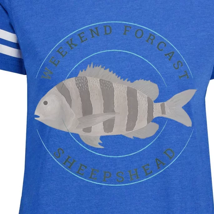 Sheepshead Fishing Fisherman Design Enza Ladies Jersey Football T-Shirt