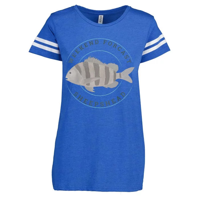 Sheepshead Fishing Fisherman Design Enza Ladies Jersey Football T-Shirt