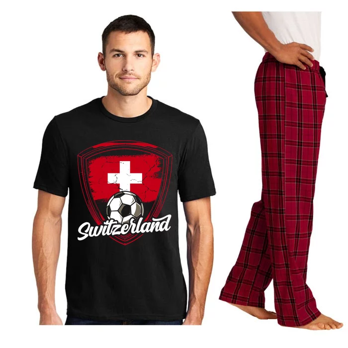 Switzerland Flag Football Vintage Soccer Team Pride Swiss Pajama Set