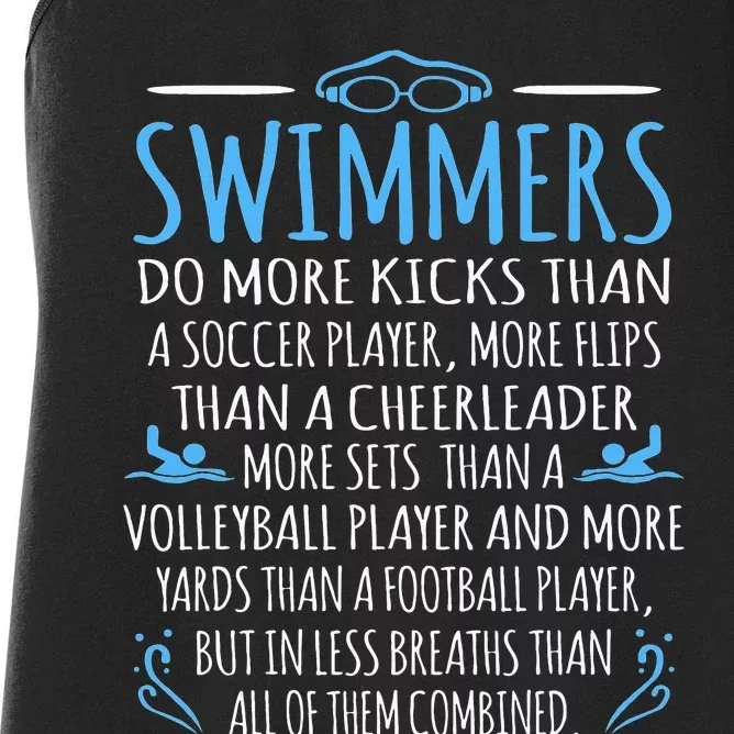 Swimmers Facts Funny Swimming Coach team Women's Racerback Tank