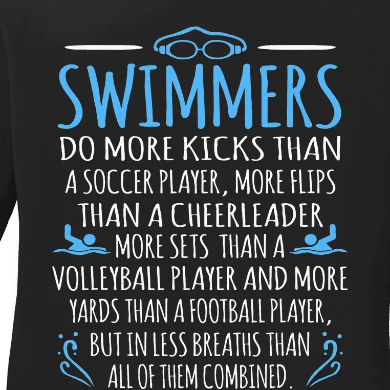 Swimmers Facts Funny Swimming Coach Ladies Long Sleeve Shirt