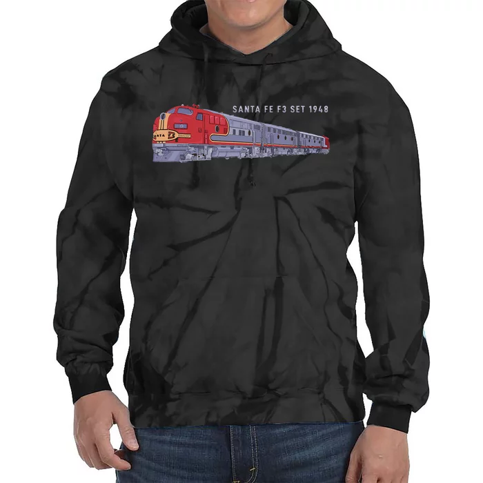 Santa Fe F3 Set 1948 Carbody Locomotive Train Railfan Tie Dye Hoodie