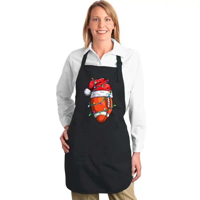 Santa Football Festive Christmas Sports Gear Full-Length Apron With Pocket