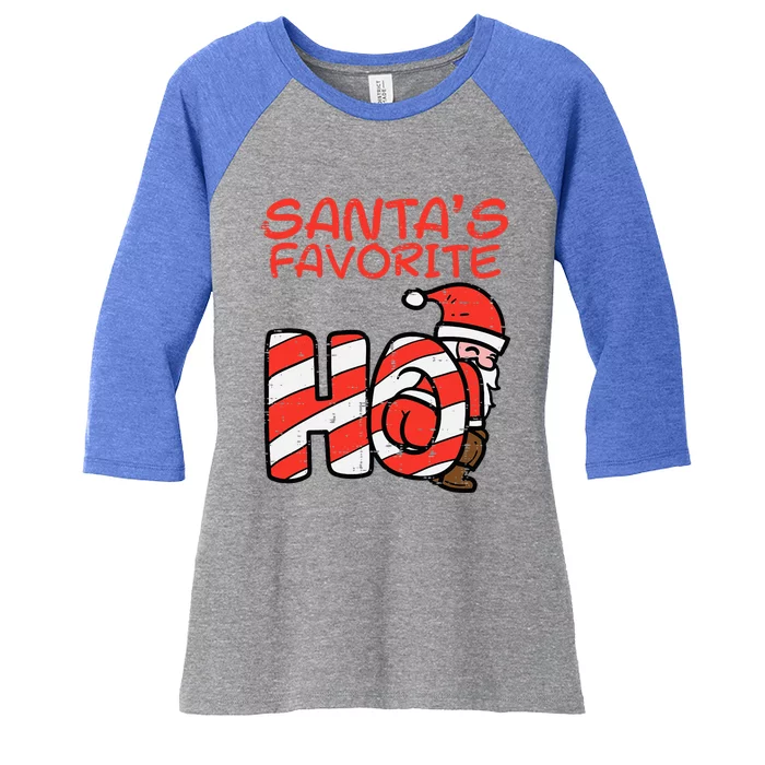 Santas Favorite Funny Naughty Adult Christmas Xmas Women's Tri-Blend 3/4-Sleeve Raglan Shirt