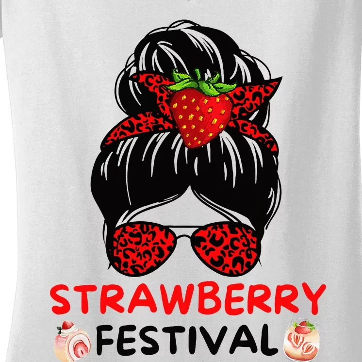 Strawberry Festival Fruit Lover Mom Women's V-Neck T-Shirt