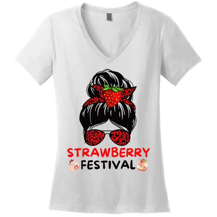 Strawberry Festival Fruit Lover Mom Women's V-Neck T-Shirt