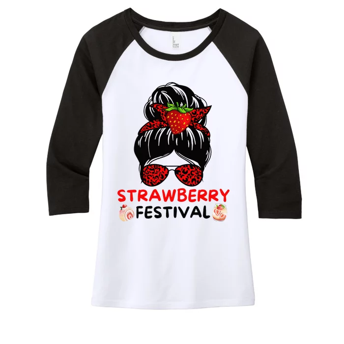 Strawberry Festival Fruit Lover Mom Women's Tri-Blend 3/4-Sleeve Raglan Shirt