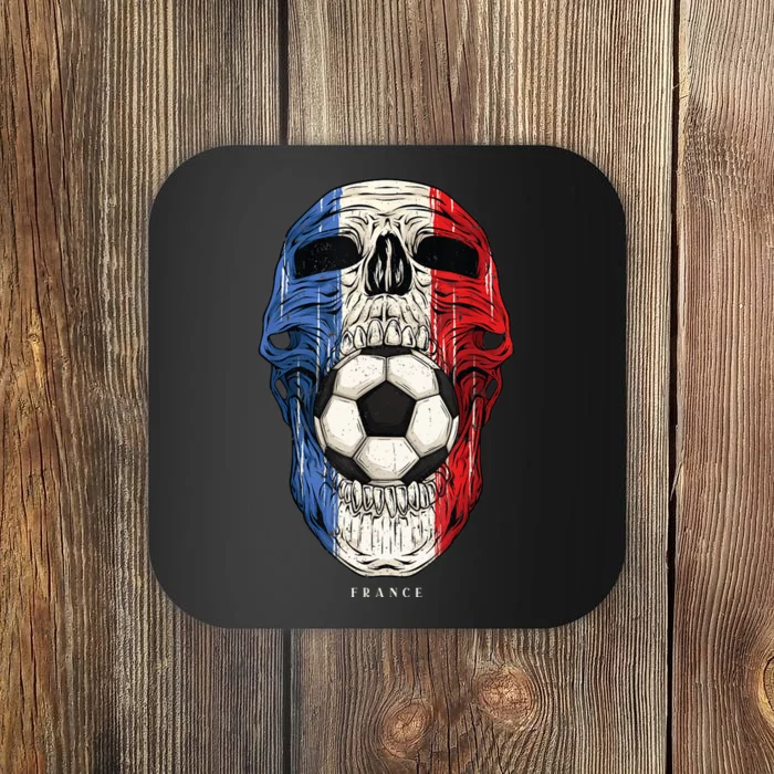 Skull France Football Soccer Jersey French Flag Coaster