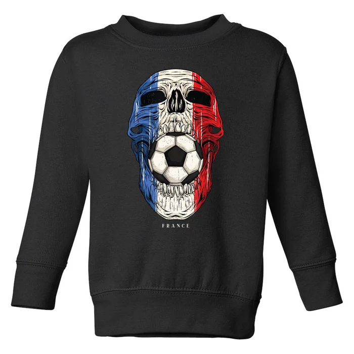 Skull France Football Soccer Jersey French Flag Toddler Sweatshirt