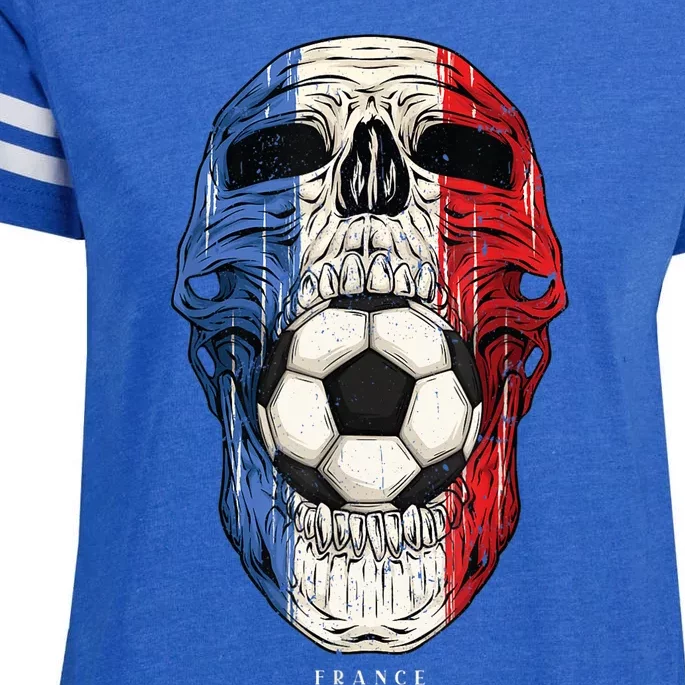 Skull France Football Soccer Jersey French Flag Enza Ladies Jersey Football T-Shirt