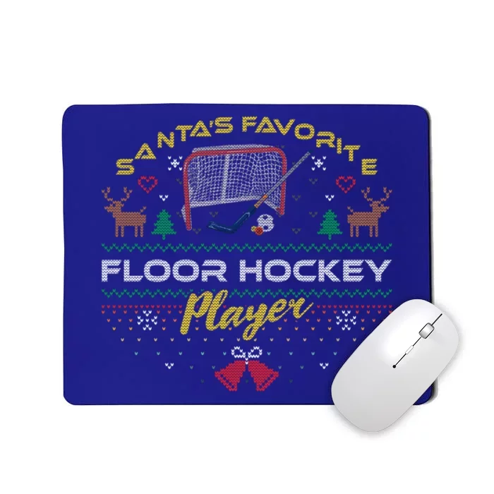 Santas Favorite Floor Hockey Player Ugly Christmas Sweater Gift Mousepad