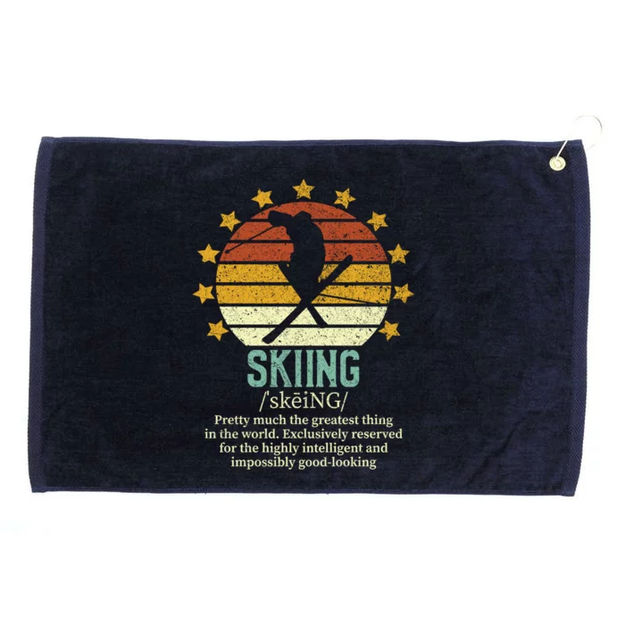 Skiing Funny Fake Definition Ski Lover Downhill Skier Gift Grommeted Golf Towel