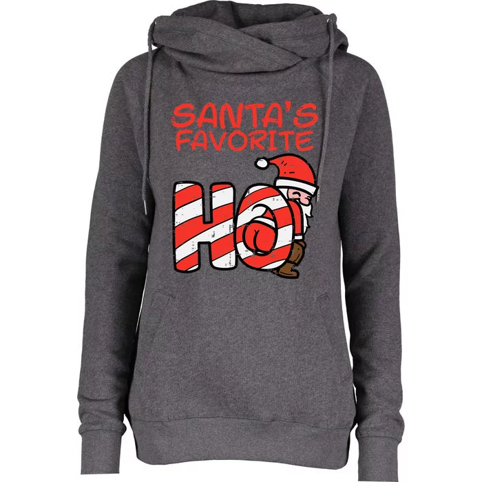 Santas Favorite Funny Naughty Adult Christmas Xmas Womens Funnel Neck Pullover Hood