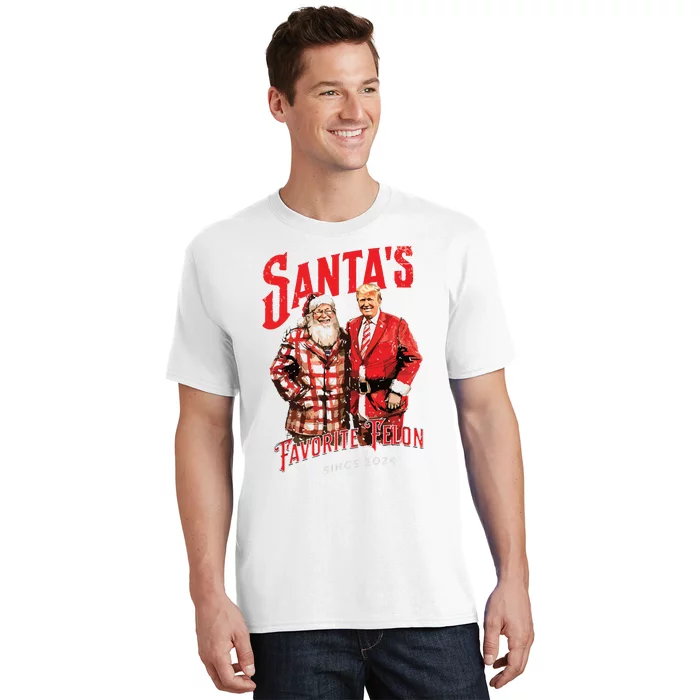 SantaS Favorite Felon Since 2024 Christmas Xmas Funny Trump T-Shirt