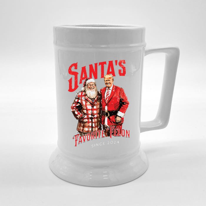 SantaS Favorite Felon Since 2024 Christmas Xmas Funny Trump Front & Back Beer Stein