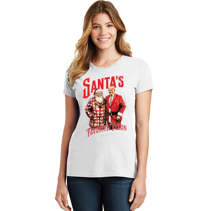 SantaS Favorite Felon Since 2024 Christmas Xmas Funny Trump Women's T-Shirt