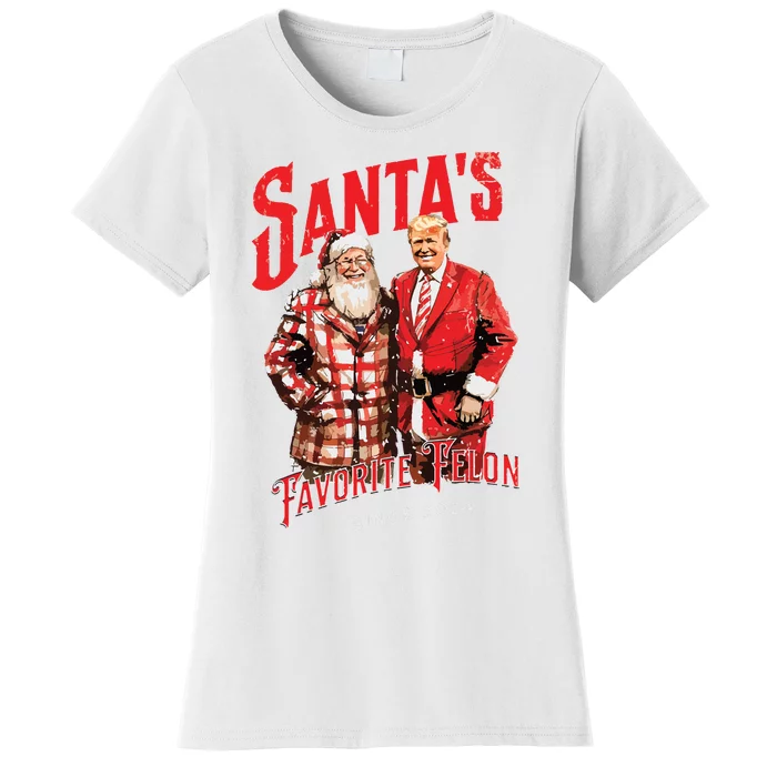 SantaS Favorite Felon Since 2024 Christmas Xmas Funny Trump Women's T-Shirt